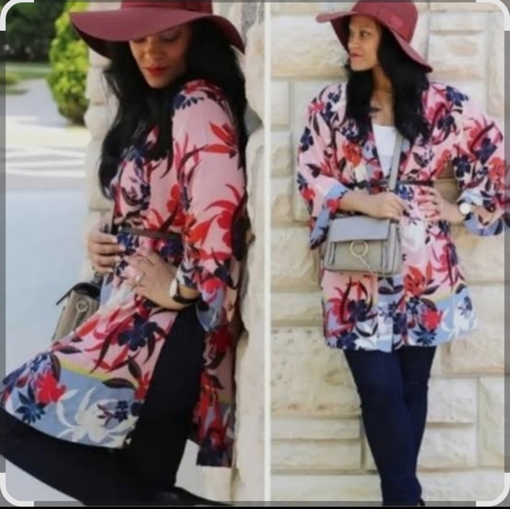 Cabi Limited Release Edition Floral Blooming Blush Kimono Cardigan Sz XS/S